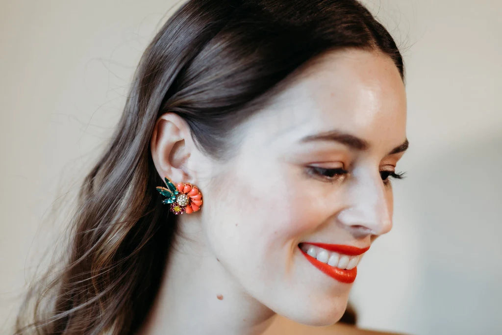 ELIZABETH COLE ROSETTE EARRINGS - MULTI