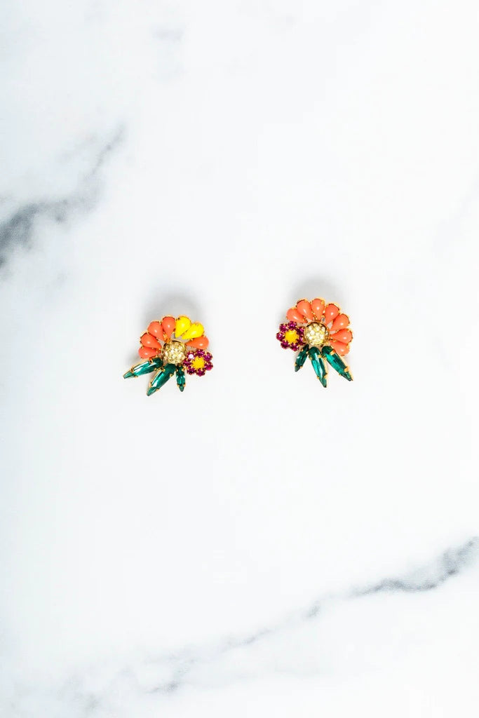 ELIZABETH COLE ROSETTE EARRINGS - MULTI