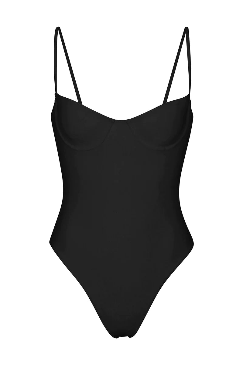 ANEMOS THE BALCONETTE UNDERWIRE ONE PIECE - BLACK