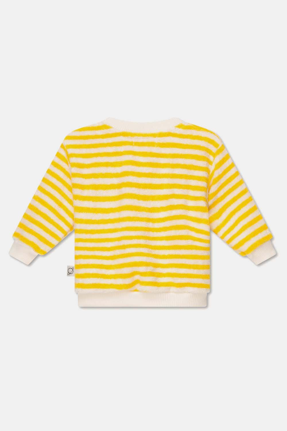 MY LITTLE COZMO TOWELING STRIPE BABY SWEATSHIRT - YELLOW