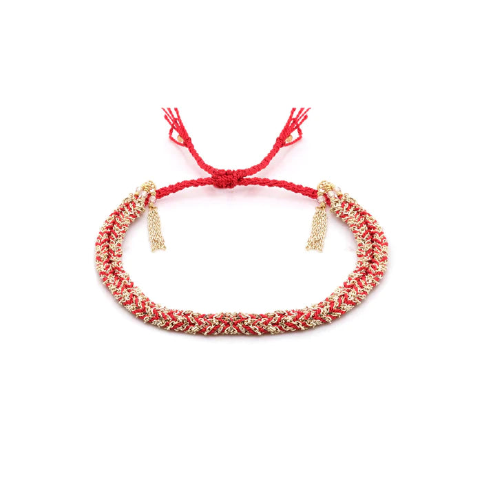 MARIE LAURE CHAMOREL N° 183 BRAIDED BRACELET - RED/Gold