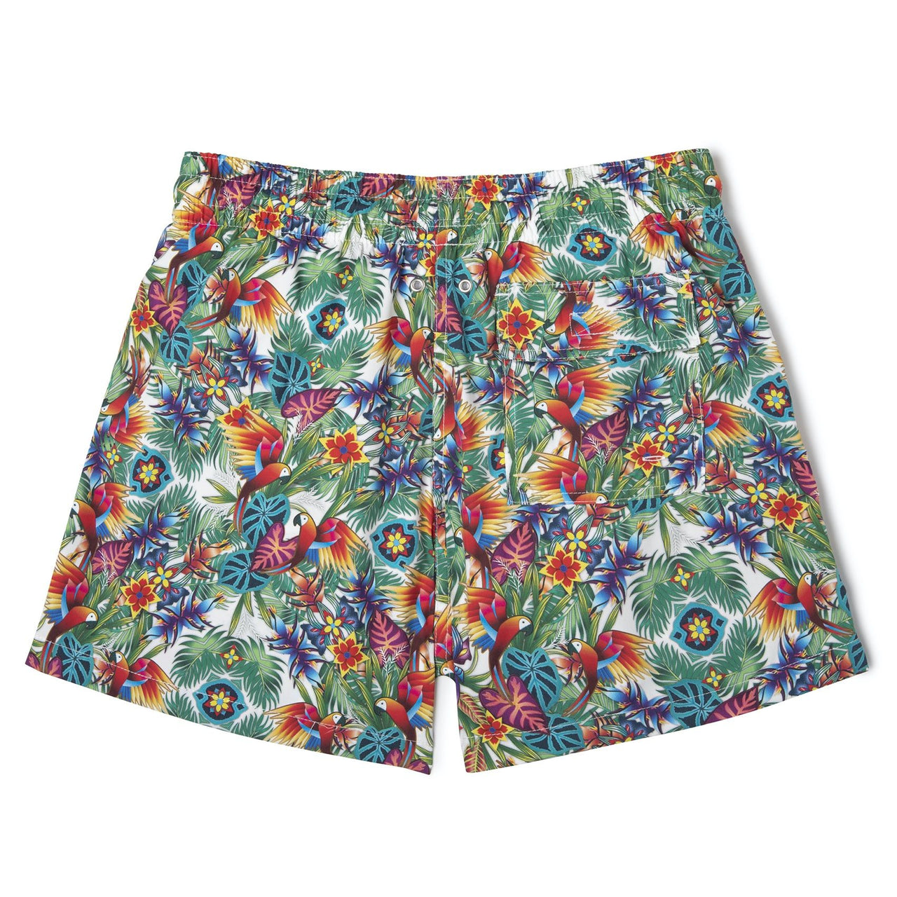 ARRELS BARCELONA SWIM SHORTS - WHITE GUACAMAYO x CATALINA ESTRADA