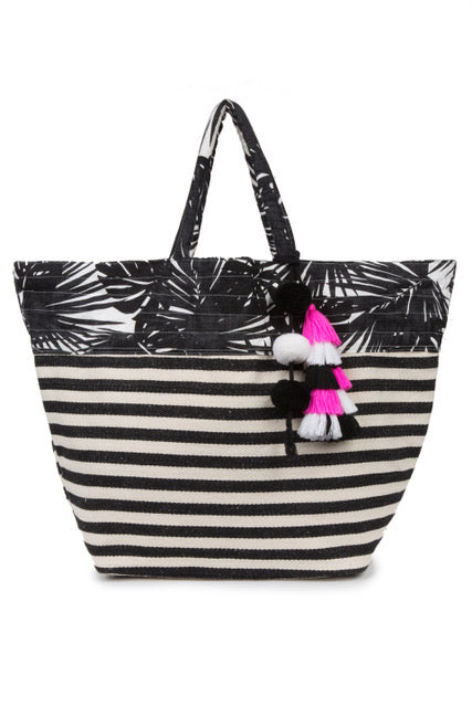 JADETRIBE ALOHA VALERIE TOTE SMALL W/TASSEL - BLACK/PINK