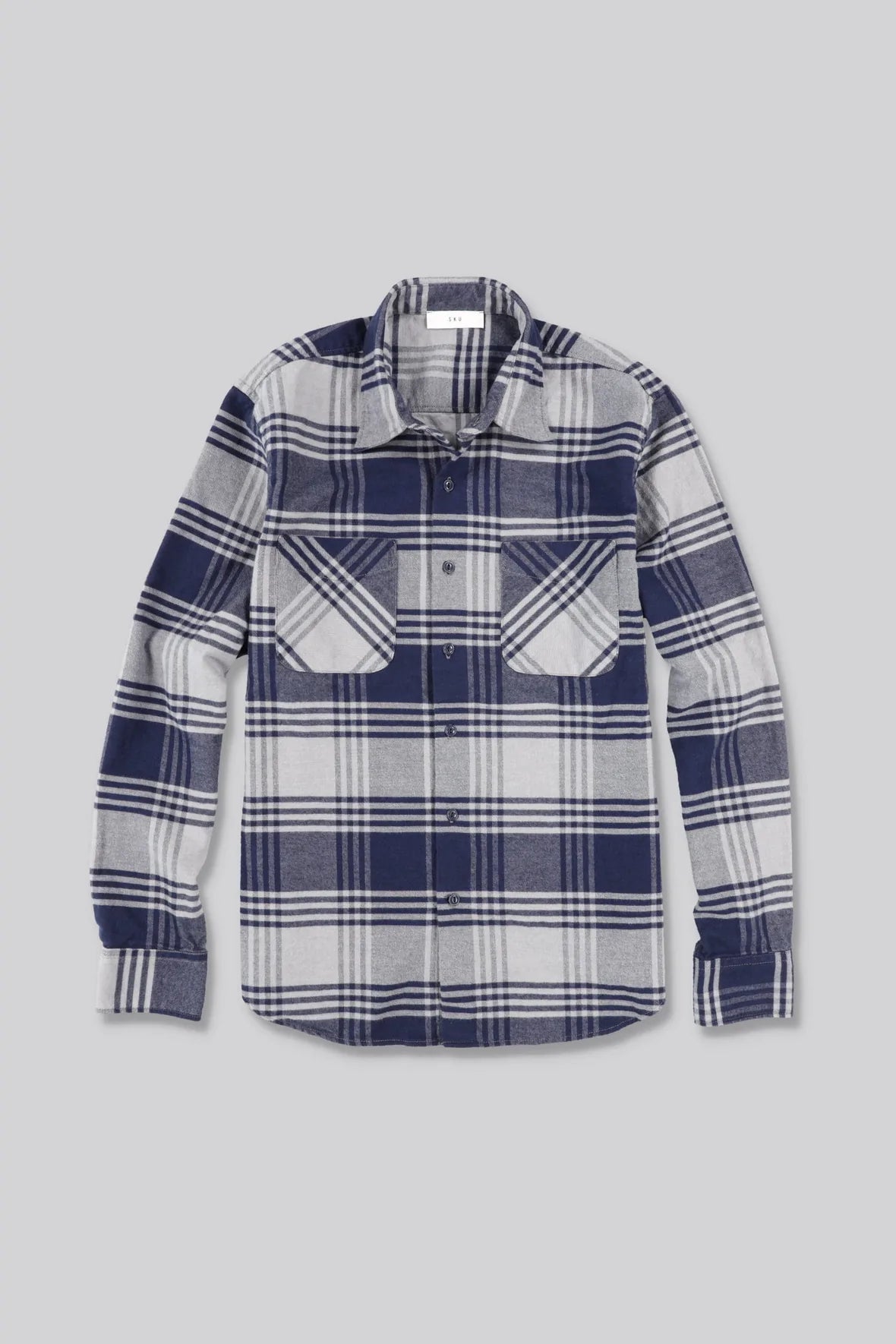 SAVE KHAKI FLANNEL WEEKEND STANDARD SHIRT - NAVY PLAID