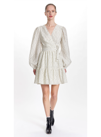 COREY LYNN CALTER TAMERA LONG SLEEVE MINI DRESS - IVORY/BLACK