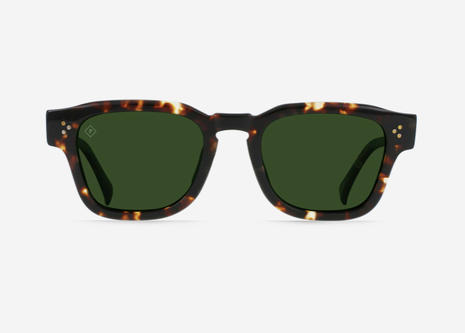 RAEN UNISEX RECE SUNGLASSES - BRINDLE TORTOISE/ GREEN POLARIZED