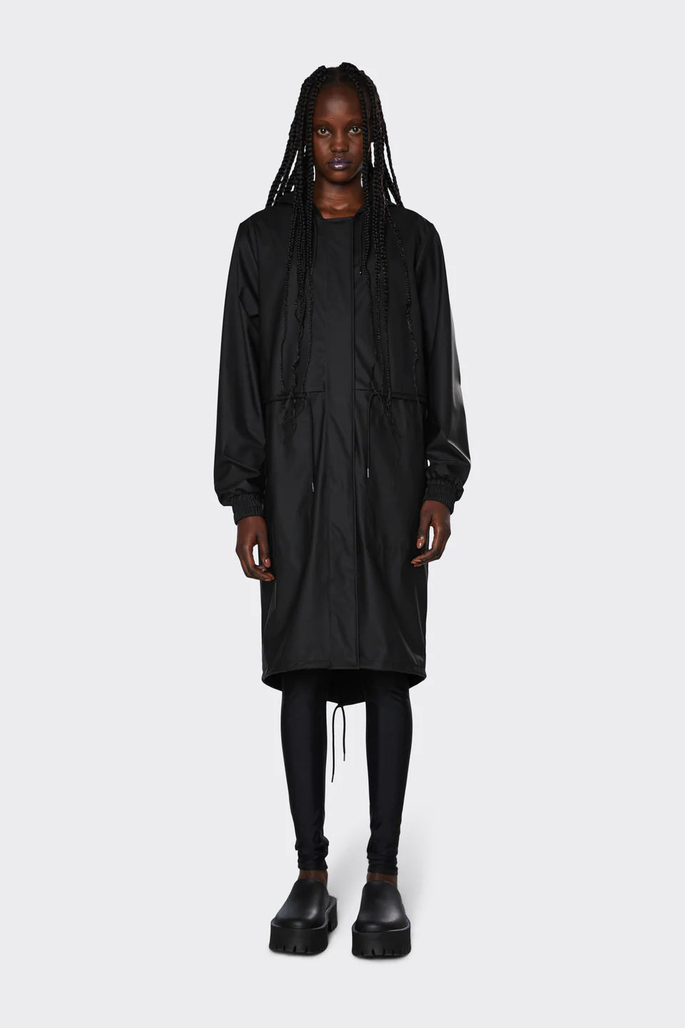 RAINS UNISEX STRING PARKA - BLACK