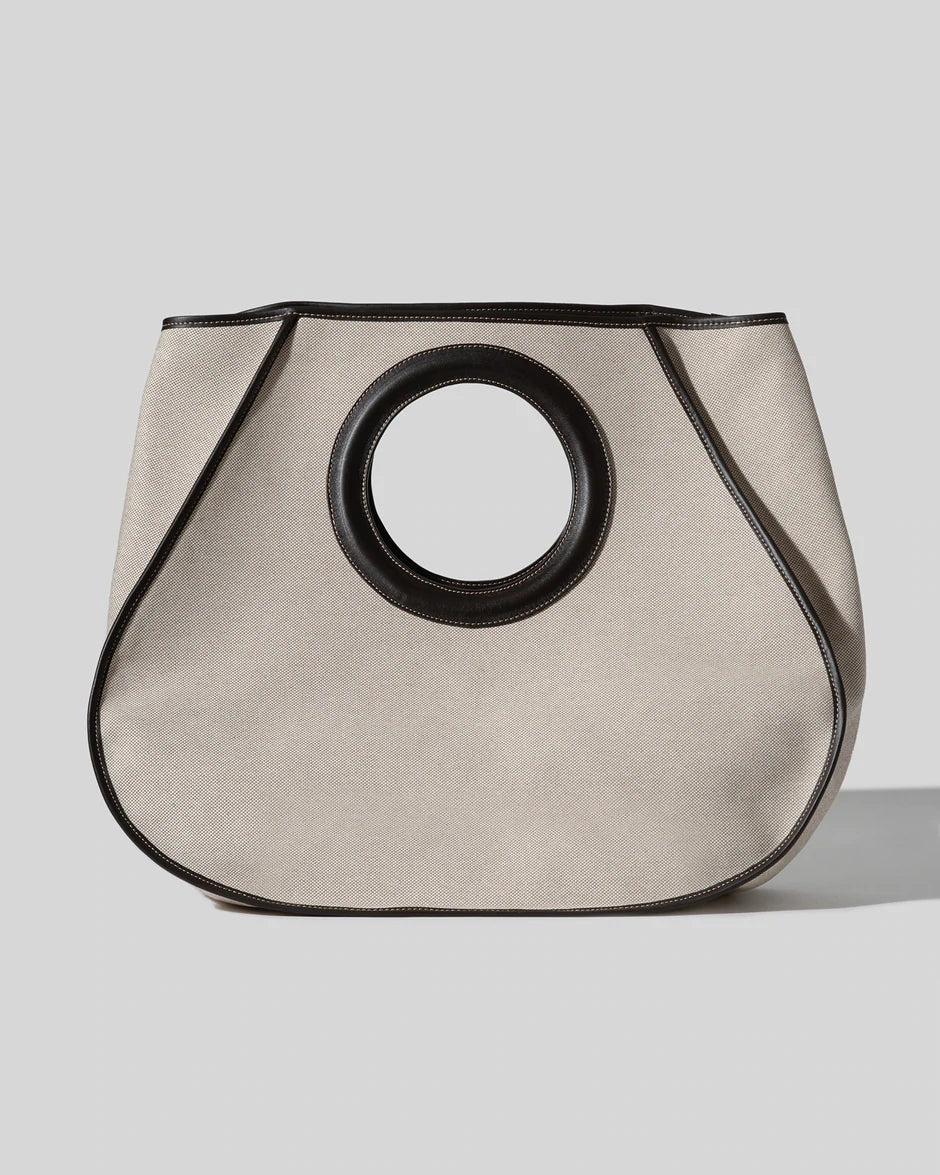 HEREU RODA L CANVAS TOTE BAG - BEIGE/ DARK BROWN