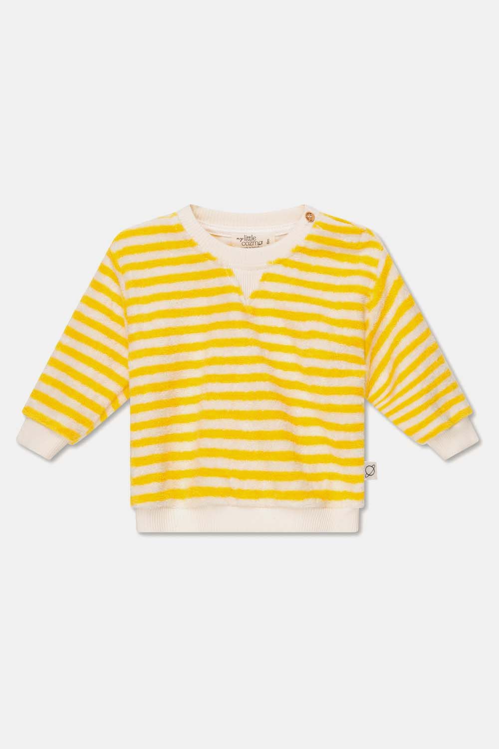 MY LITTLE COZMO TOWELING STRIPE BABY SWEATSHIRT - YELLOW