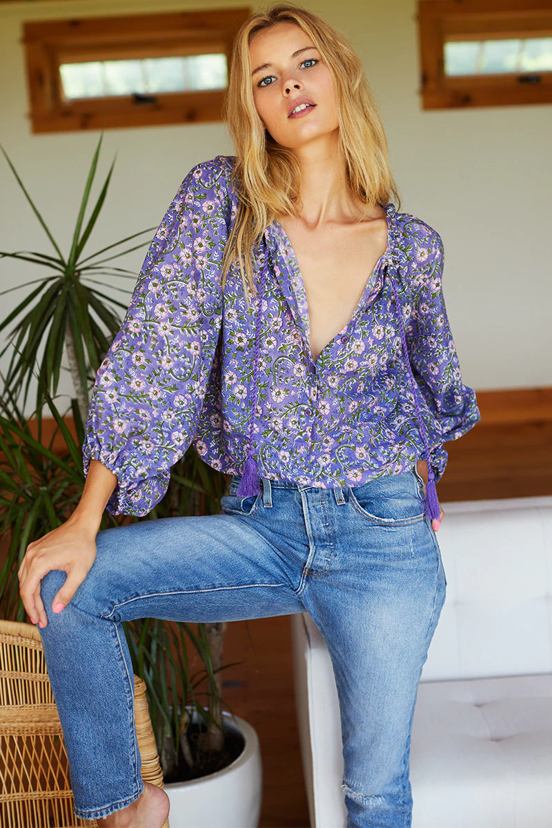 EMERSON FRY BARDOT TOP - IRIS WILDFLOWER ORGANIC