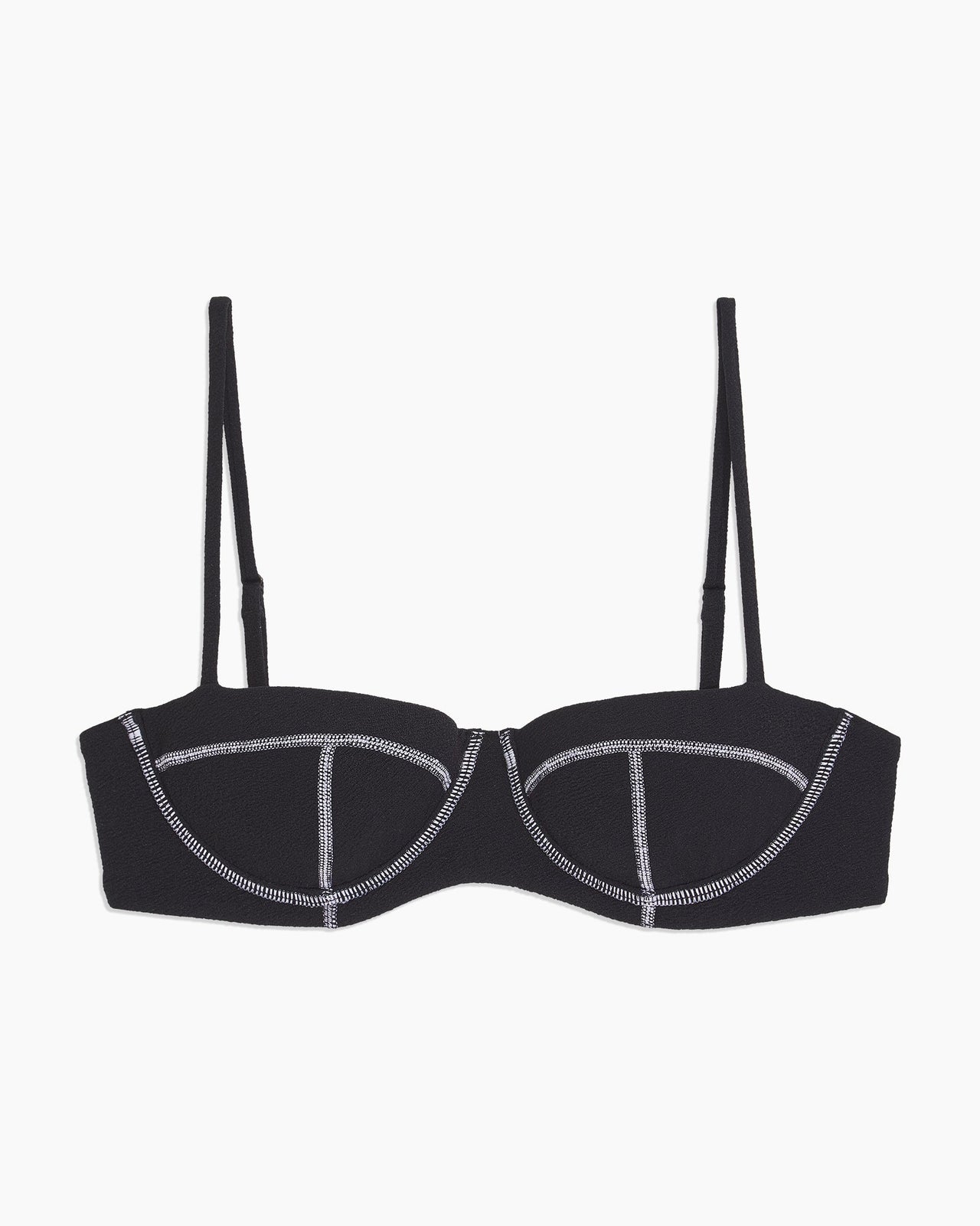 ONIA WOMENS FLORA CRINKLE BIKINI TOP - BLACK