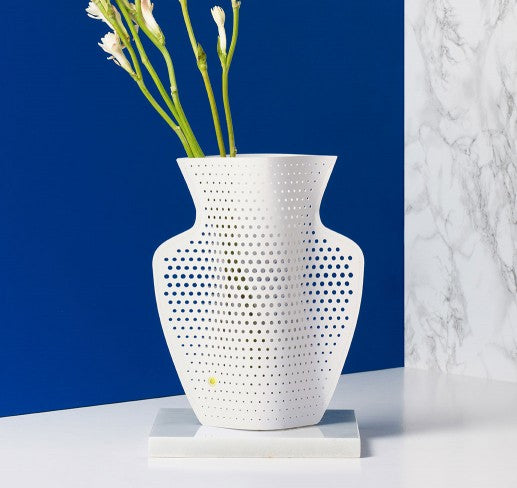 OCTAEVO BARCELONA PAPER VASE- CYANO | WHITE