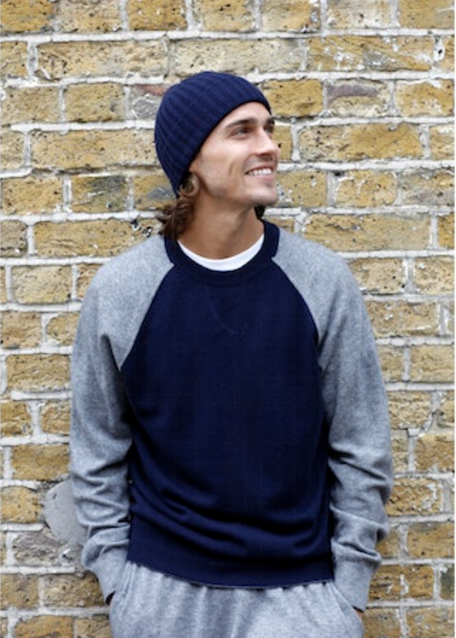 JUMPER1234 SWEAT IN CASHMERE - NAVY & MID GREY